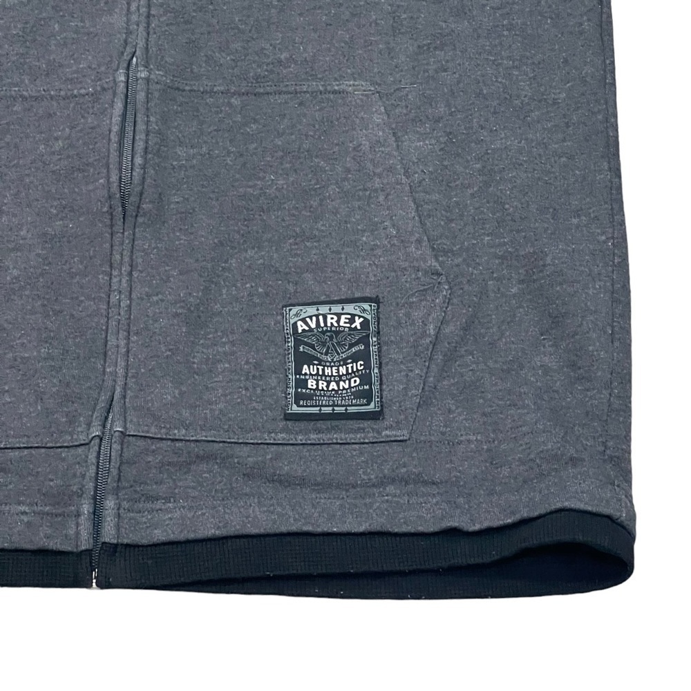 Avirex Vintage Black Gray Big Logo Y2K Zip Front Hoodie Jacket XL - Picture 4 of 7